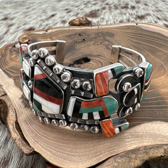 FEDERICO JIMENEZ Sterling Silver & Multi-Stone Rainbow Man Cuff Bracelet - Picture 2 of 6